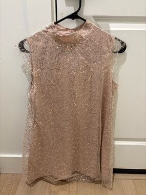 Joyfolie Sequin Mesh Dress in Blush